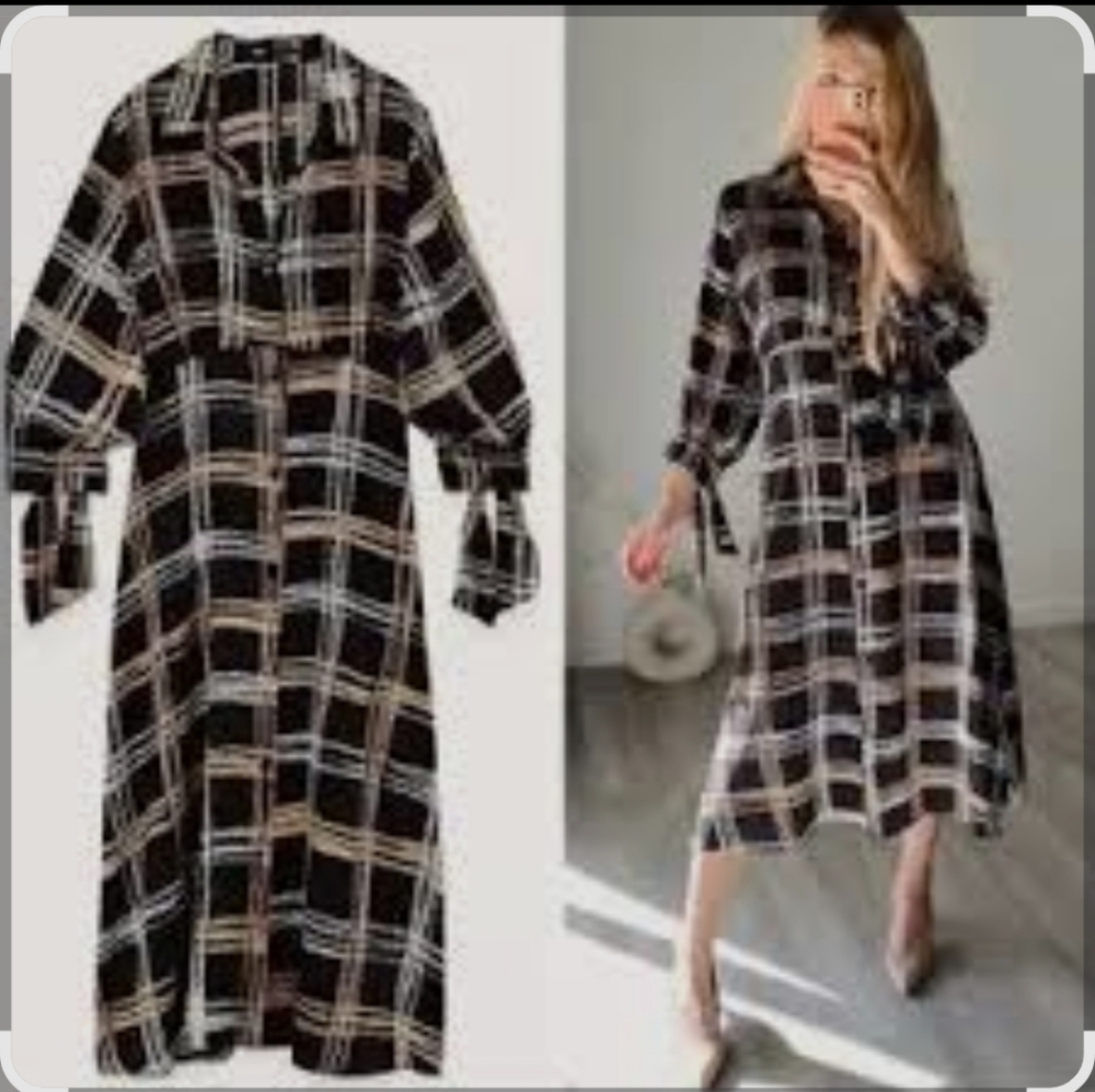 Zara Plaid Black and White Women Dress